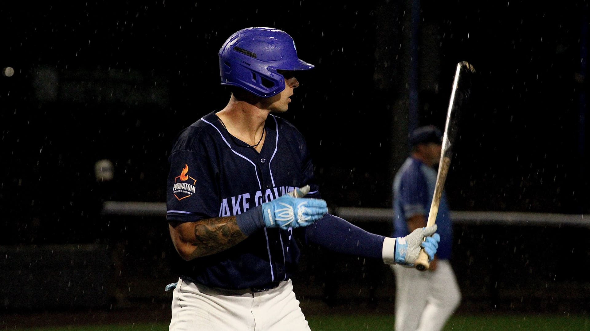 Marek Chlup prepares to hit in the rain during Thursday nights game