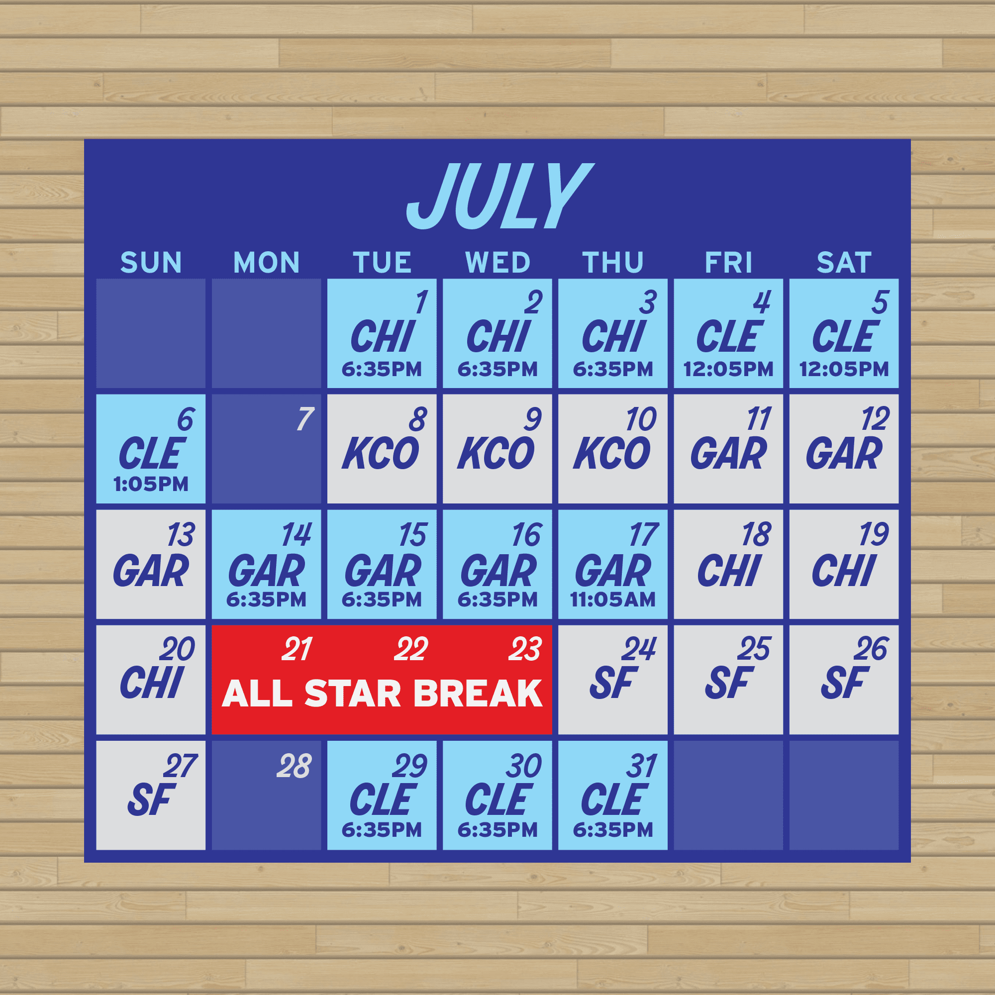 July 2025 schedule